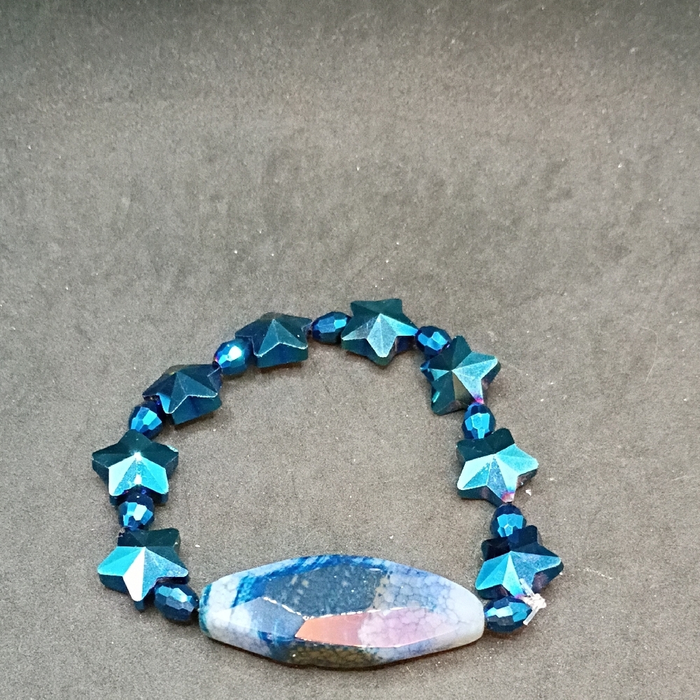 Blue Star Beaded Bracelet